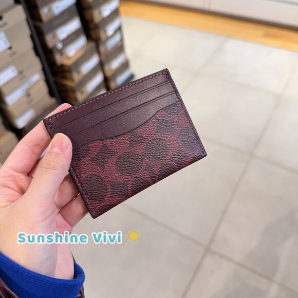 NWT Coach Slim Id Card Case In Signature Canvas CW366 BLACK CURRANT - Picture 7 of 7